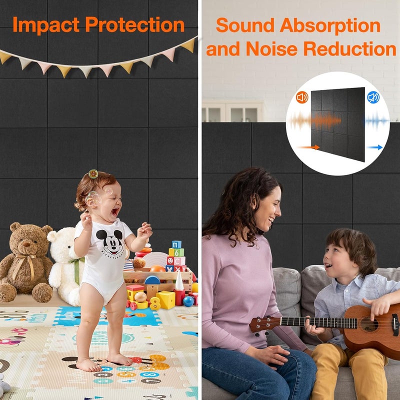 Sanakma Large Cork Boards for Walls 48" x 36",12 Pack Bulletin Boards Alternative Cork Board for Office,Black Felt Wall Tiles, Contains Removable Security Stickers and PushPins - Image 5